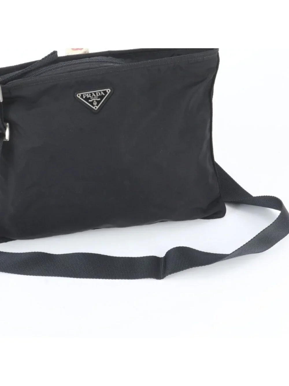 Prada White Tessuto Nylon Triangle Logo Shoulder Bag Crossbody Messenger